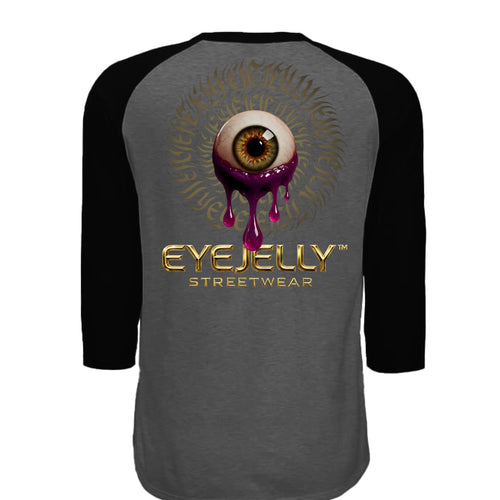 EYEJELLY ORIGIN II baseball jersey by Jason Ewing - Dark Heather Grey and Black back artwork