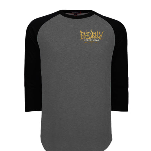 EYEJELLY ORIGIN II baseball jersey by Jason Ewing - Dark Heather Grey and Black front view