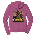 CHAOS THE CAT hoodie by Jason Ewing - Mauve back artwork