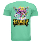 JELLY MIND graphic T-shirt by Jason Ewing - Heather Irish Green back artwork