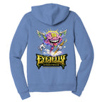 JELLY MIND zip hoodie by Jason Ewing - Heather Columbia Blue back artwork