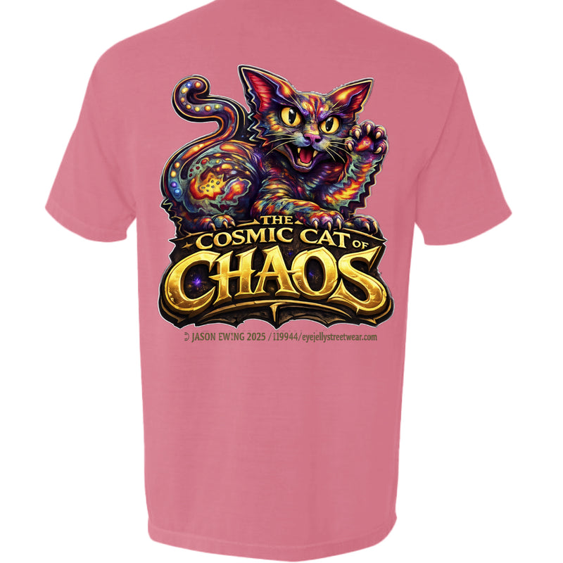 CHAOS THE CAT pocket tee by Jason Ewing - Watermelon back artwork