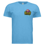 HONEY DRIPPER graphic T-shirt by Jason Ewing - Heather Sapphire front view