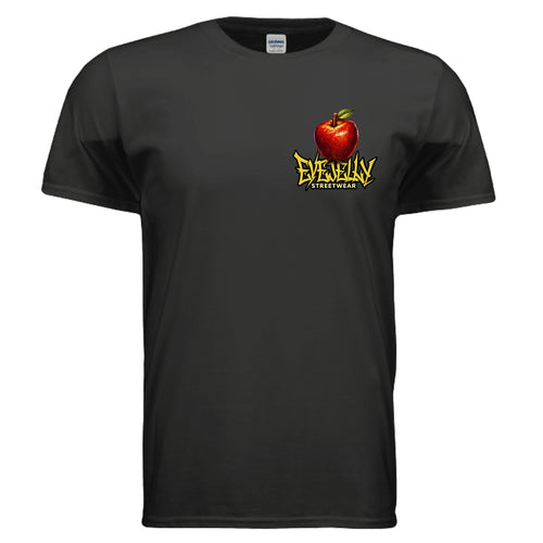 BAD APPLE graphic T-shirt by Jason Ewing - Black front view