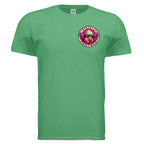 PIGS FLY graphic T-shirt by Jason Ewing - Heather Irish Green front view