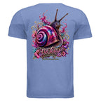 SLOW BLOOM graphic T-shirt by Jason Ewing - Heather Royal back artwork