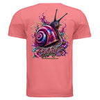 SLOW BLOOM graphic T-shirt by Jason Ewing - Coral Silk back artwork