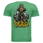 EYEJELLY ANCHOR graphic T-shirt by Jason Ewing - Heather Irish Green back artwork