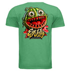 JELLY MELLON graphic T-shirt by Jason Ewing - Heather Irish Green back artwork
