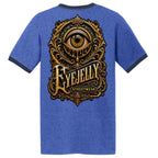 JELLY VISION ringer tee by Jason Ewing - Heather Royal and Navy back artwork