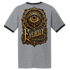 JELLY VISION ringer tee by Jason Ewing - Athletic Heather and Jet Black back artwork
