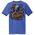 JELLY INK ringer tee by Jason Ewing - Heather Royal and Navy back artwork