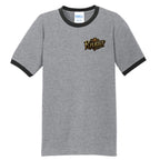 JELLY INK ringer tee by Jason Ewing - Athletic Heather and Jet Black front view