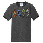 THE JELLYMENT ringer tee by Jason Ewing - Dark Heather Grey and Jet Black front view