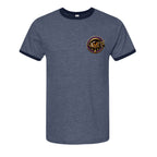 EYEJELLY ORIGIN ringer tee by Jason Ewing - Heather Denim and Navy front view