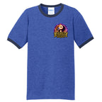 BUDDHAPHANT ringer tee by Jason Ewing - Heather Royal and Navy front view