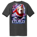DEVIL DOG ringer tee by Jason Ewing - Dark Heather Grey and Jet Black back artwork