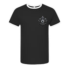 SKULL DISCO ringer tee by Jason Ewing - Black and White front view