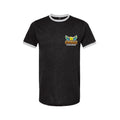 JELLY MIND™ black and white ringer tee, front view — EyeJelly Streetwear™