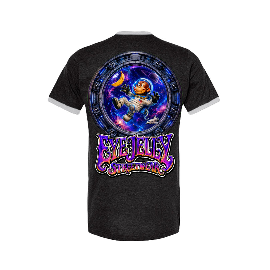 SPACE MONKEY™ Black/White Ringer Tee back artwork