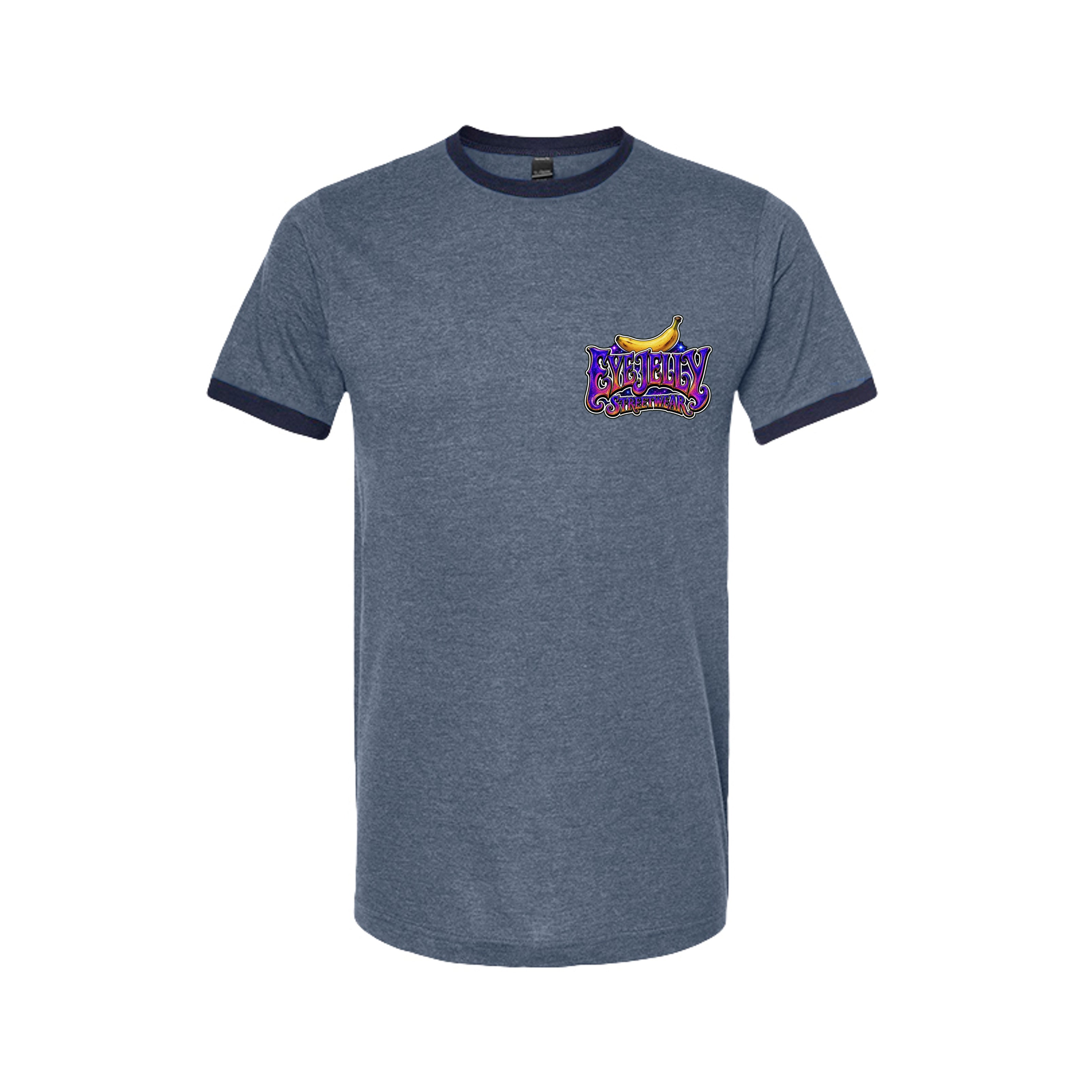 SPACE MONKEY™ Heather Denim/Navy Ringer Tee front view