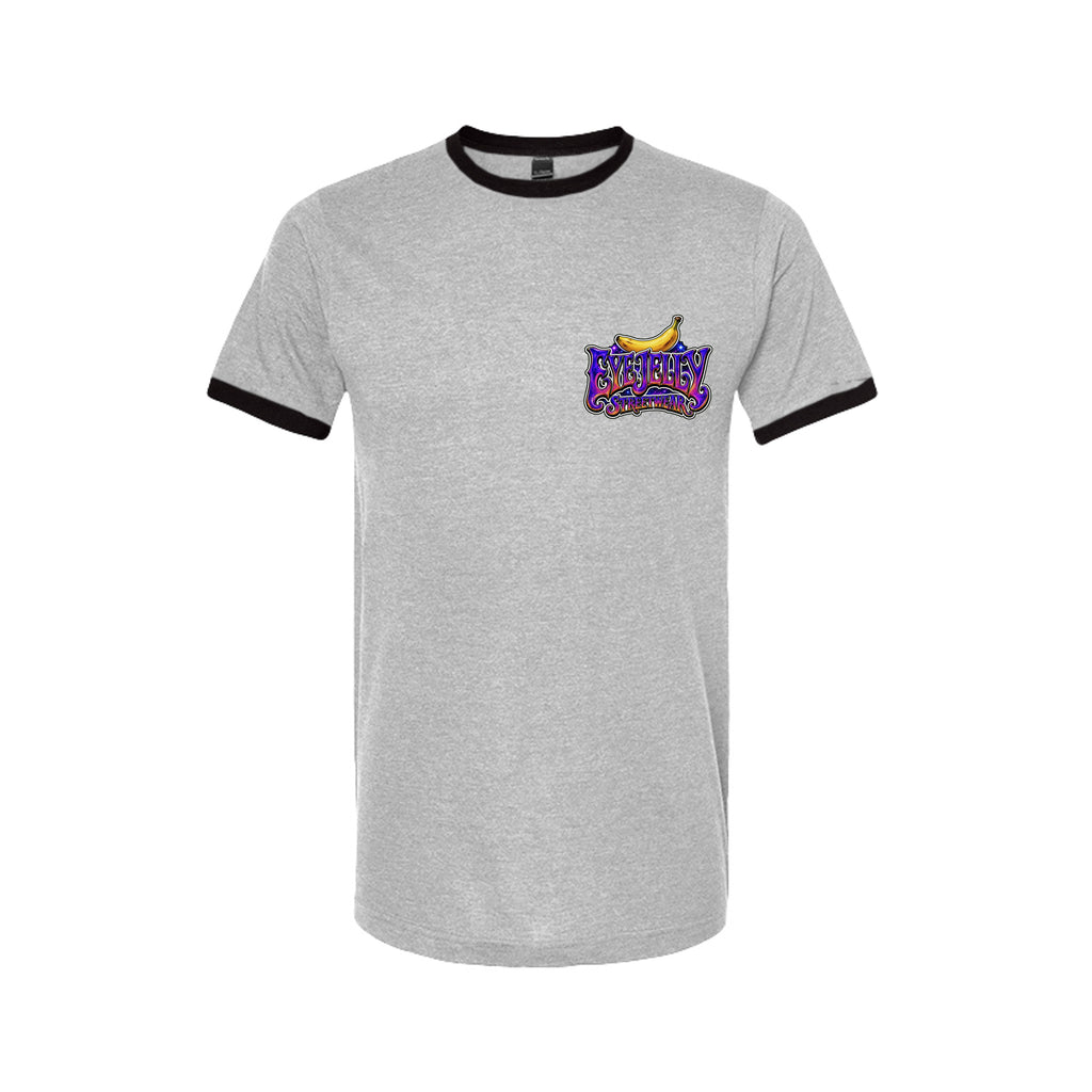 SPACE MONKEY™ Heather Grey/Black Ringer Tee front view