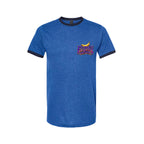 SPACE MONKEY™ Heather Royal/Navy Ringer Tee front view