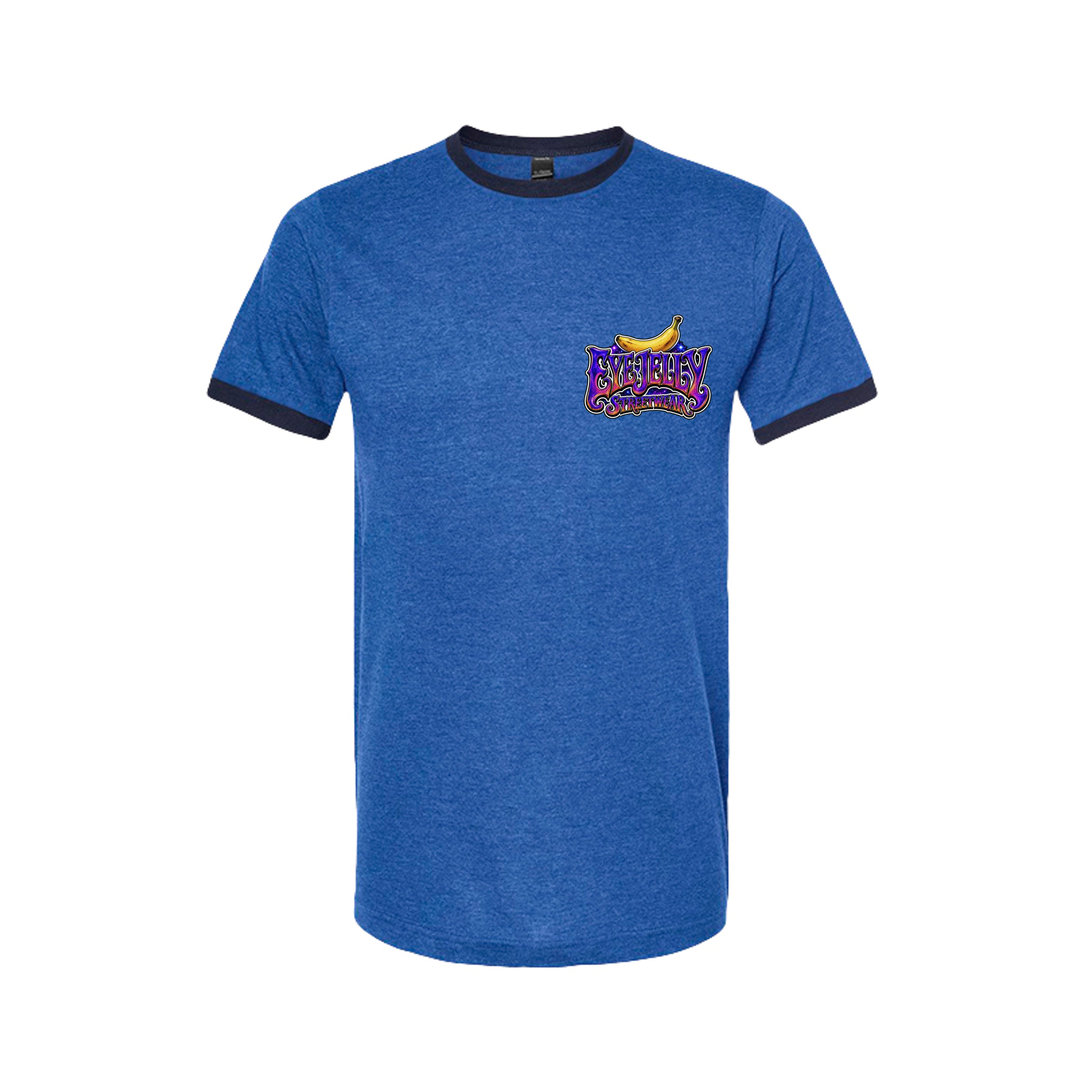 SPACE MONKEY™ Heather Royal/Navy Ringer Tee front view
