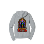 HONEY BADGER™ ash zip-up hoodie back with large honey badger artwork