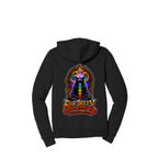 HONEY BADGER™ black zip-up hoodie back with large chakra honey badger artwork