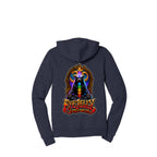 HONEY BADGER™ heather navy zip-up hoodie back with large honey badger artwork
