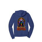 HONEY BADGER™ heather true royal zip-up hoodie back with large honey badger artwork