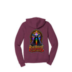 HONEY BADGER™ maroon zip-up hoodie back with large honey badger artwork