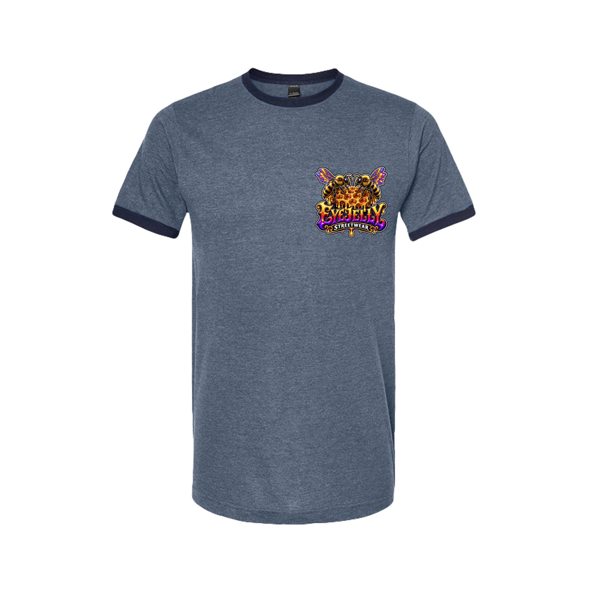 REBIRTH heather denim ringer tee front