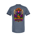 REBIRTH heather denim ringer tee back