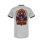 REBIRTH heather grey ringer tee back