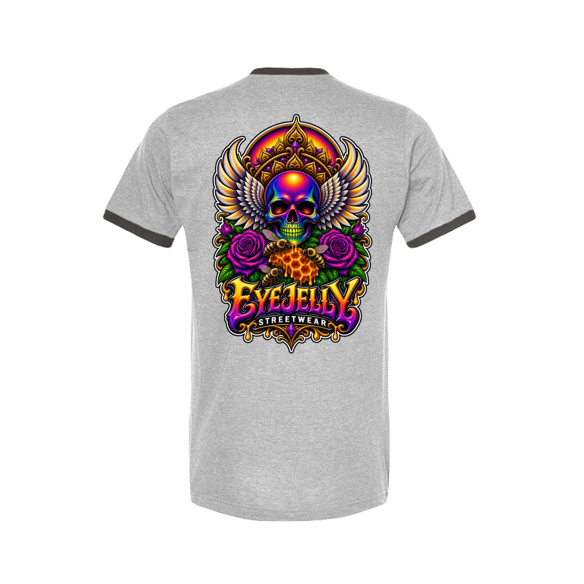 REBIRTH charcoal ringer tee back