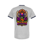REBIRTH navy ringer tee back