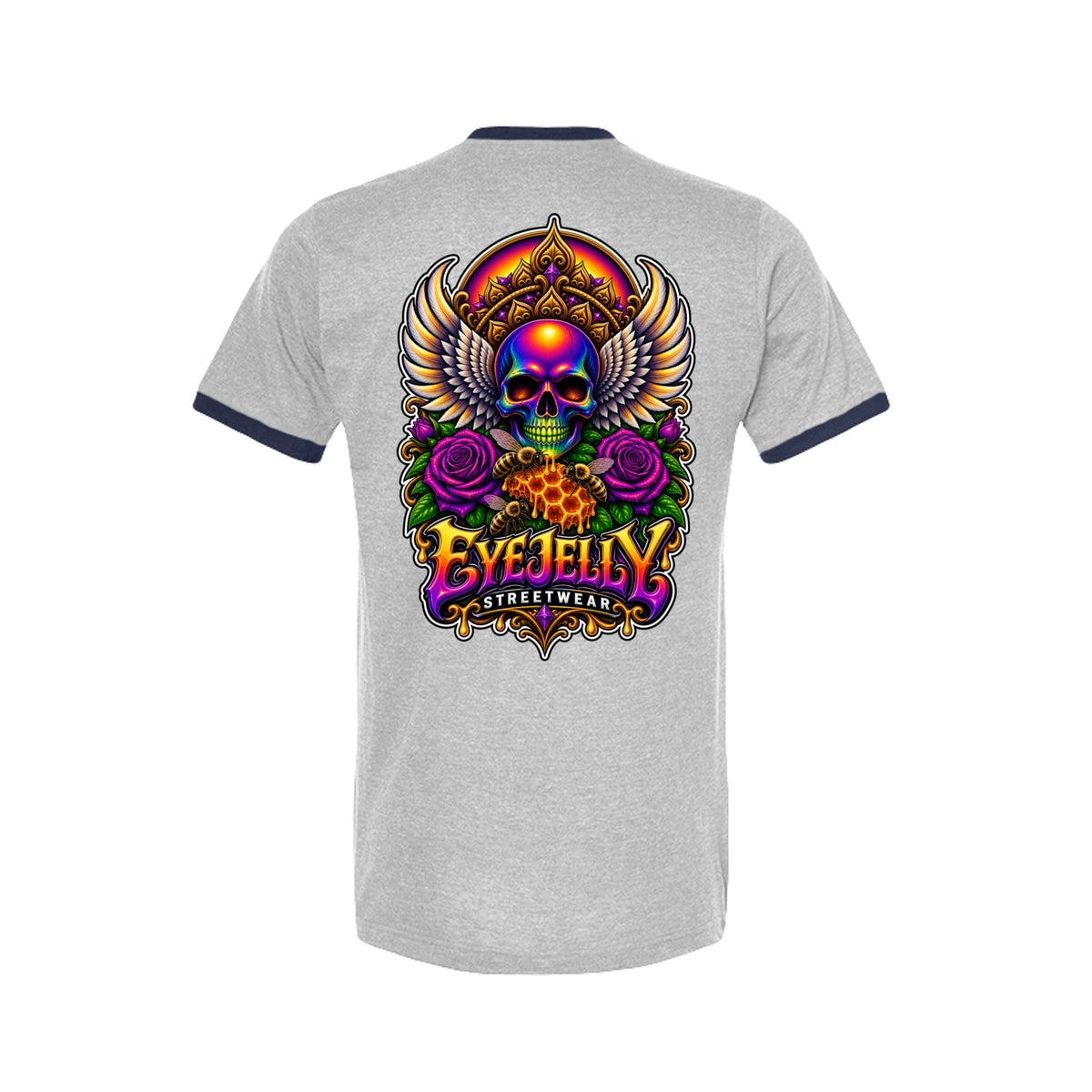 REBIRTH navy ringer tee back