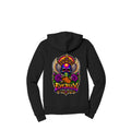 REBIRTH black zip-up hoodie back artwork by Jason Ewing | EyeJelly Streetwear