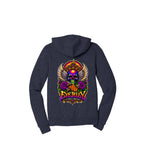 REBIRTH navy zip-up hoodie back
