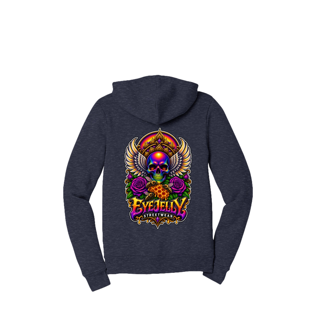 REBIRTH navy zip-up hoodie back