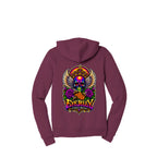 REBIRTH maroon zip-up hoodie back
