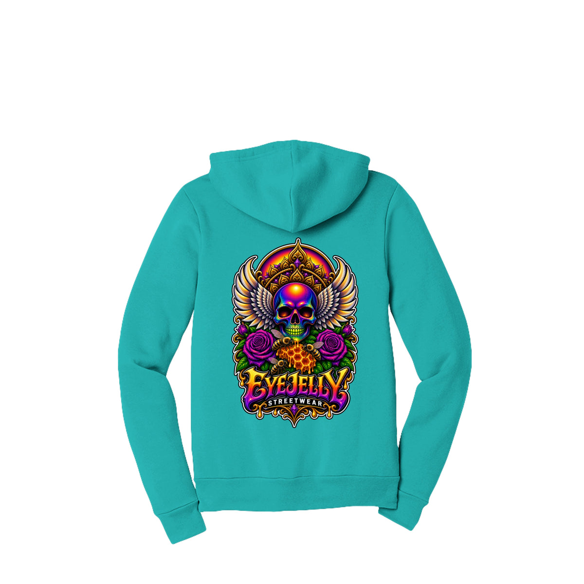REBIRTH teal zip-up hoodie back