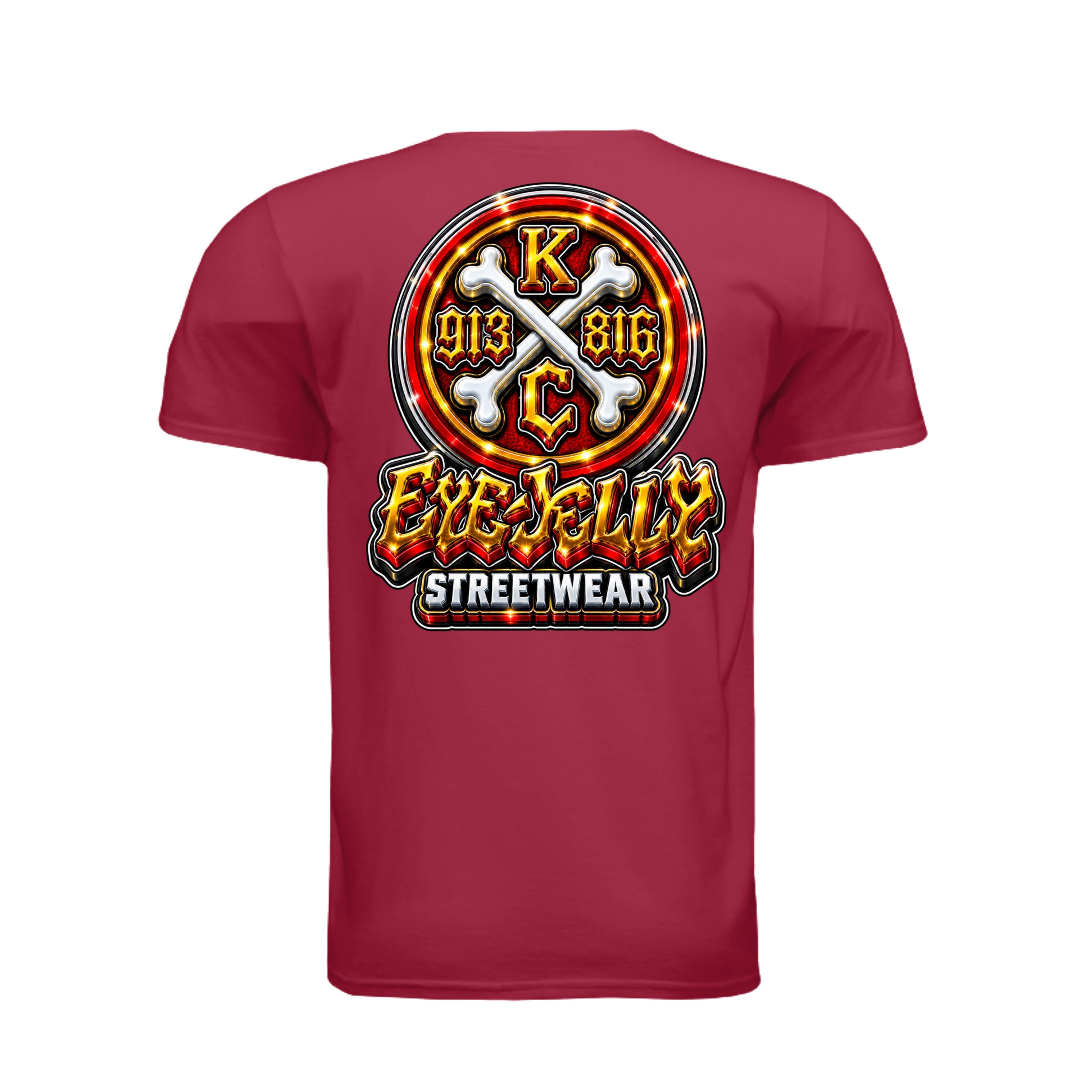 KC CROSSBONES GOLD 2026™ cherry red T-shirt back