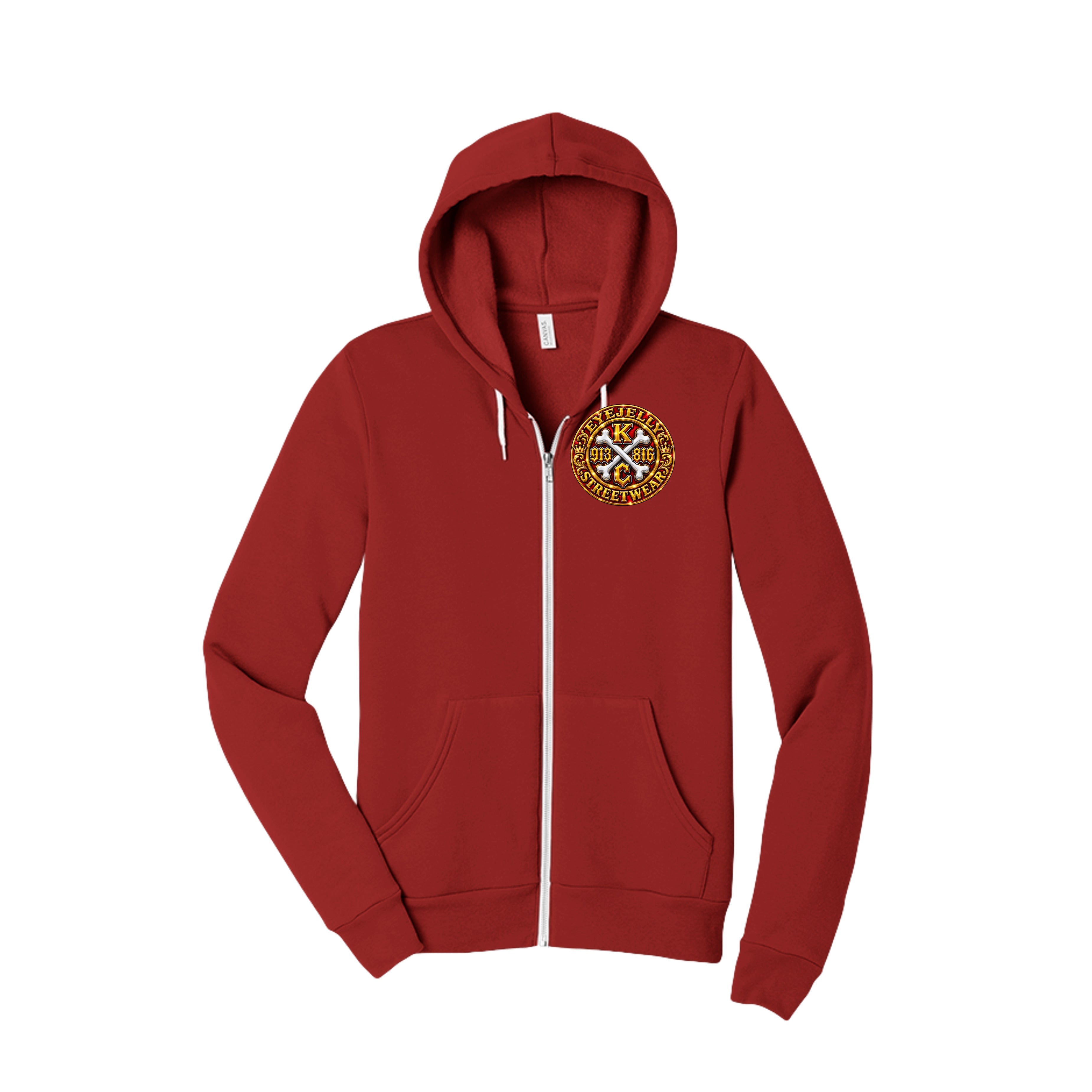 KC CROSSBONES GOLD™ red zip-up hoodie front
