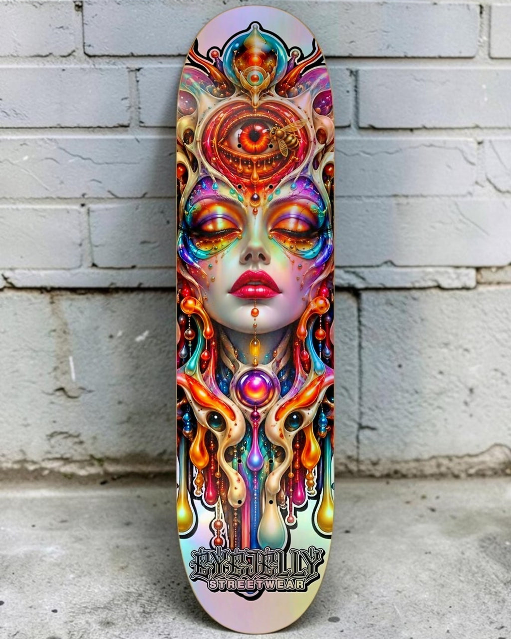 JELLY ORACLE surreal street-art skateboard deck and display view