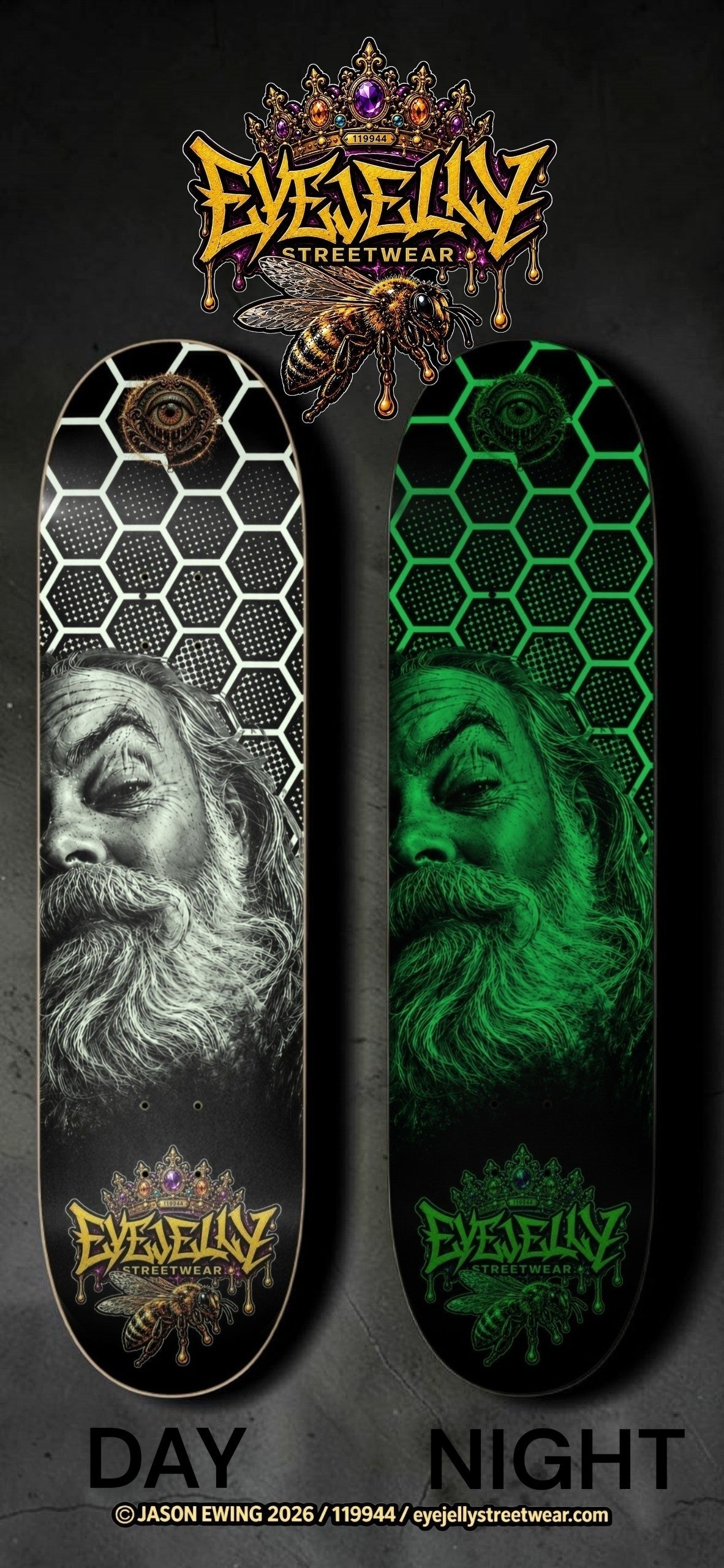 ONE HIVE MIND one board; glows in the dark