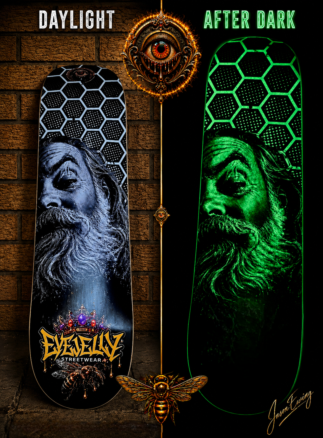 ONE HIVE MIND one board; glows in the dark